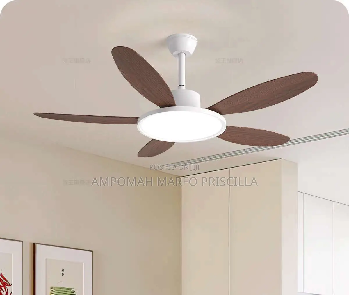 Long Blade Ceiling Fan With 3colors Led Light