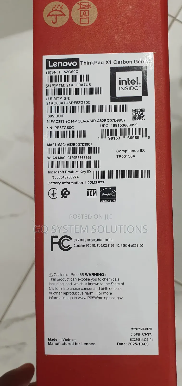 New Laptop Lenovo ThinkPad X1 Carbon 32GB Intel Core Ultra 7 SSD 1T