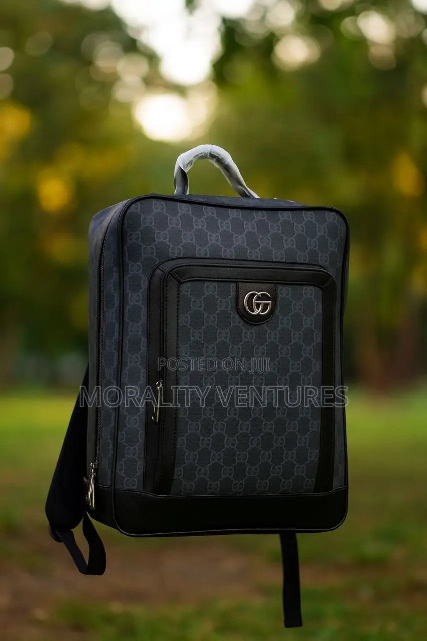 Gucci Black Leather Jumbo Gg Backpack