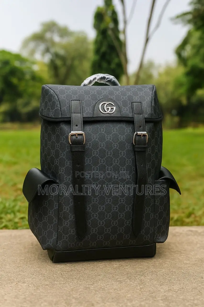 Gucci Black Leather Jumbo Gg Backpack