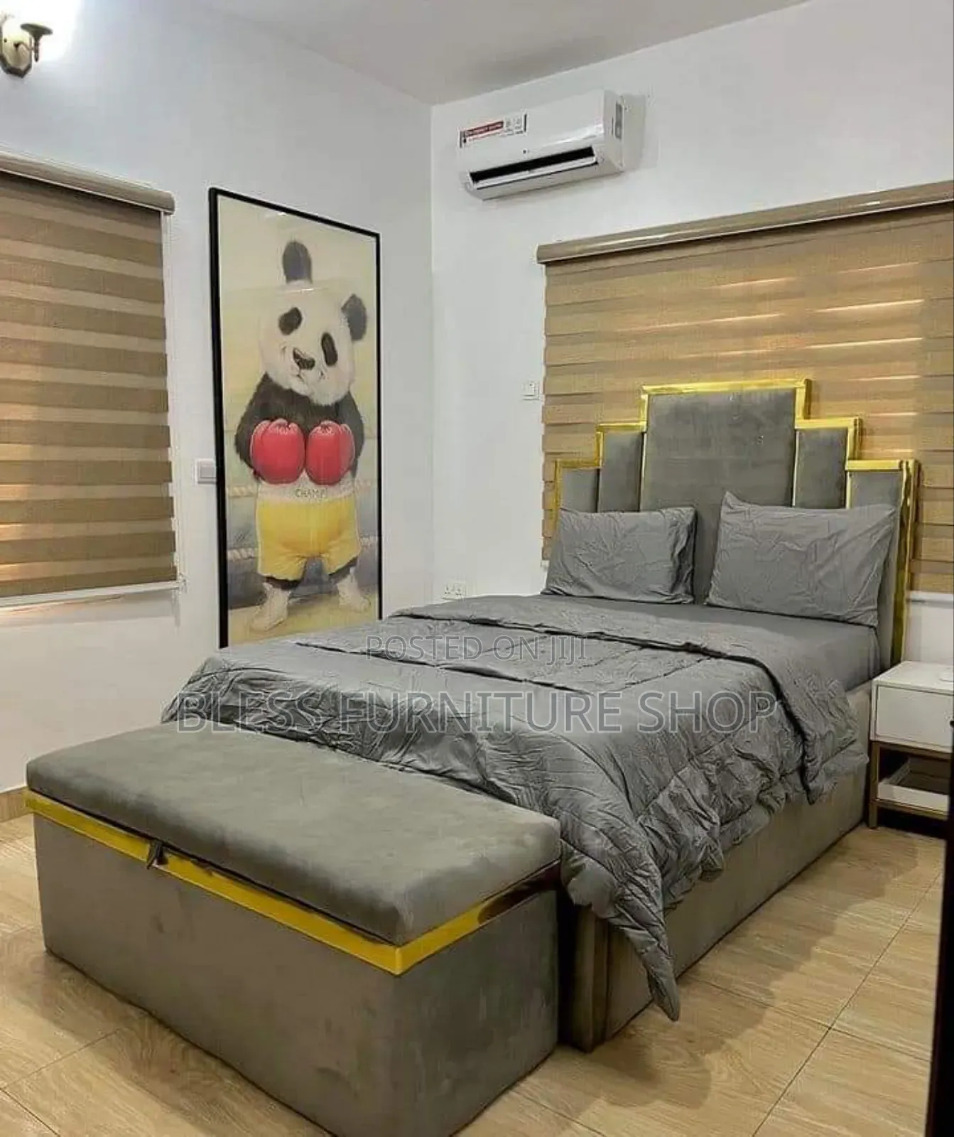 Made in Ghana Queen Size Bed Frame With Ottoman