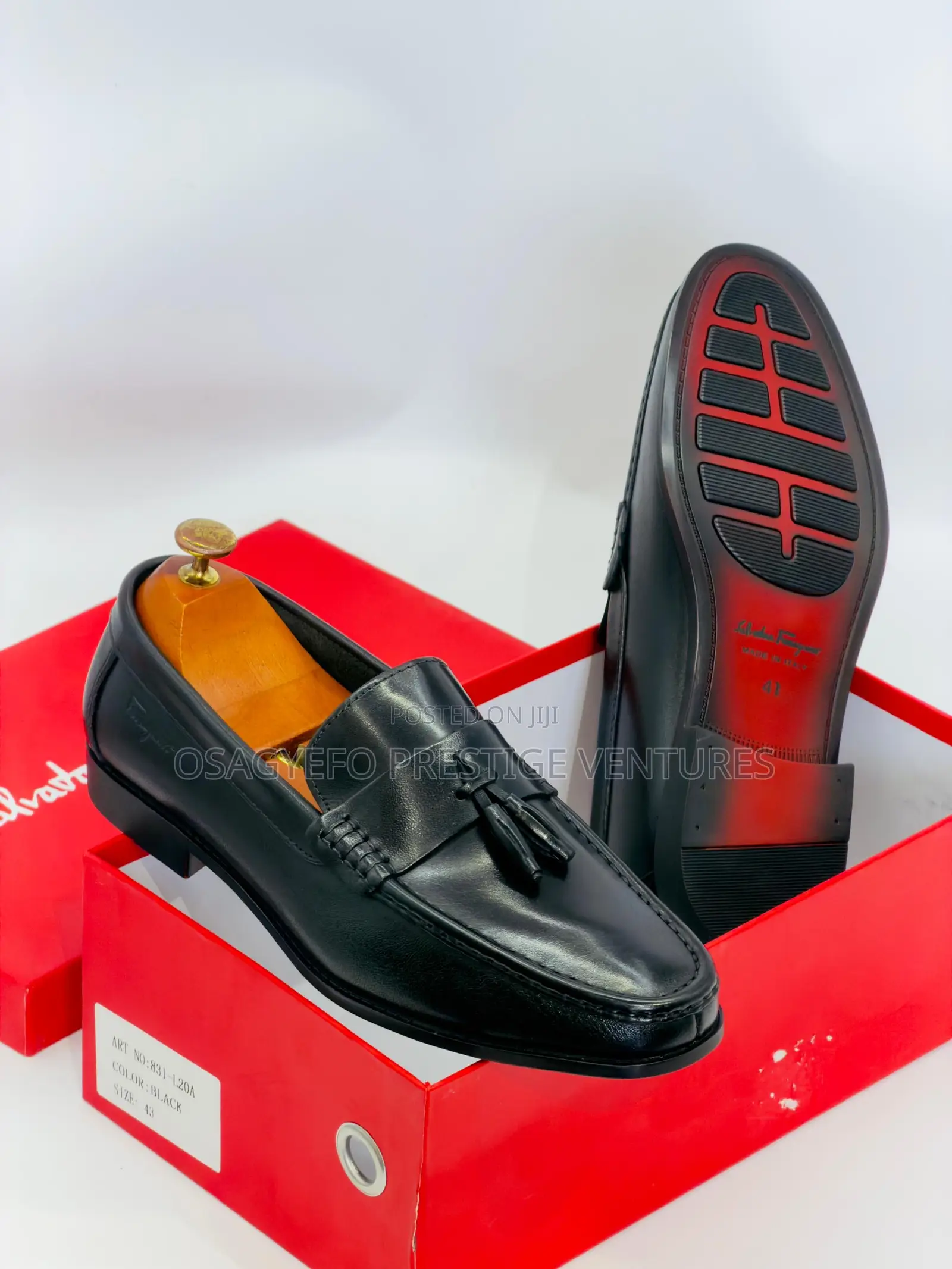 Premium Leather Ferraganmo Shoe Black