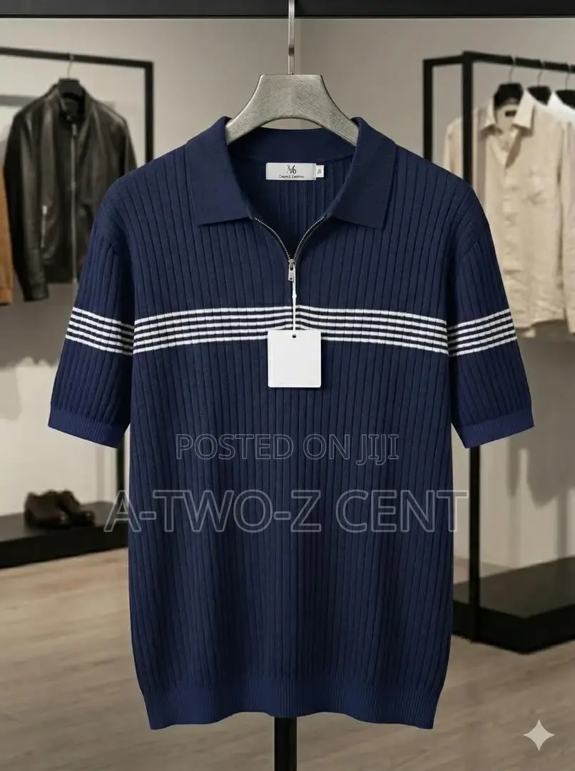 Zipped Knitted Polo Tees