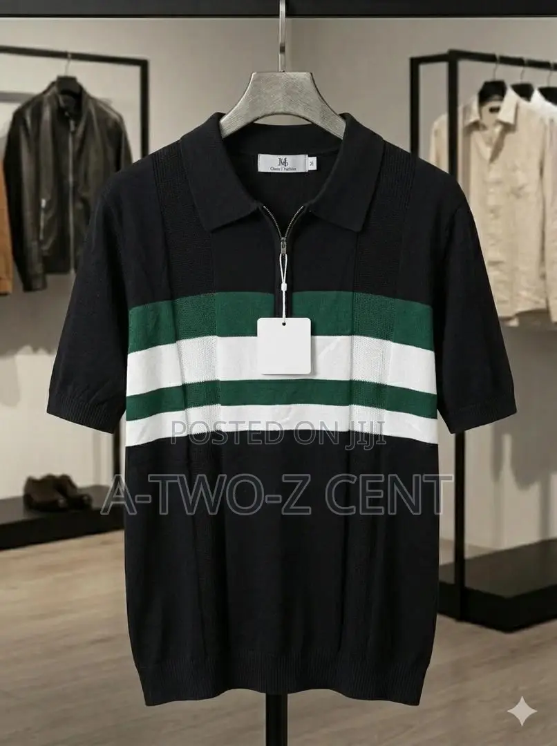 Zipped Knitted Polo Tees