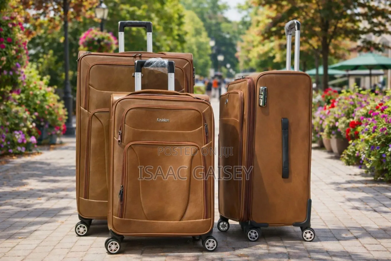 3set Genuine Leather Traveling Luggages