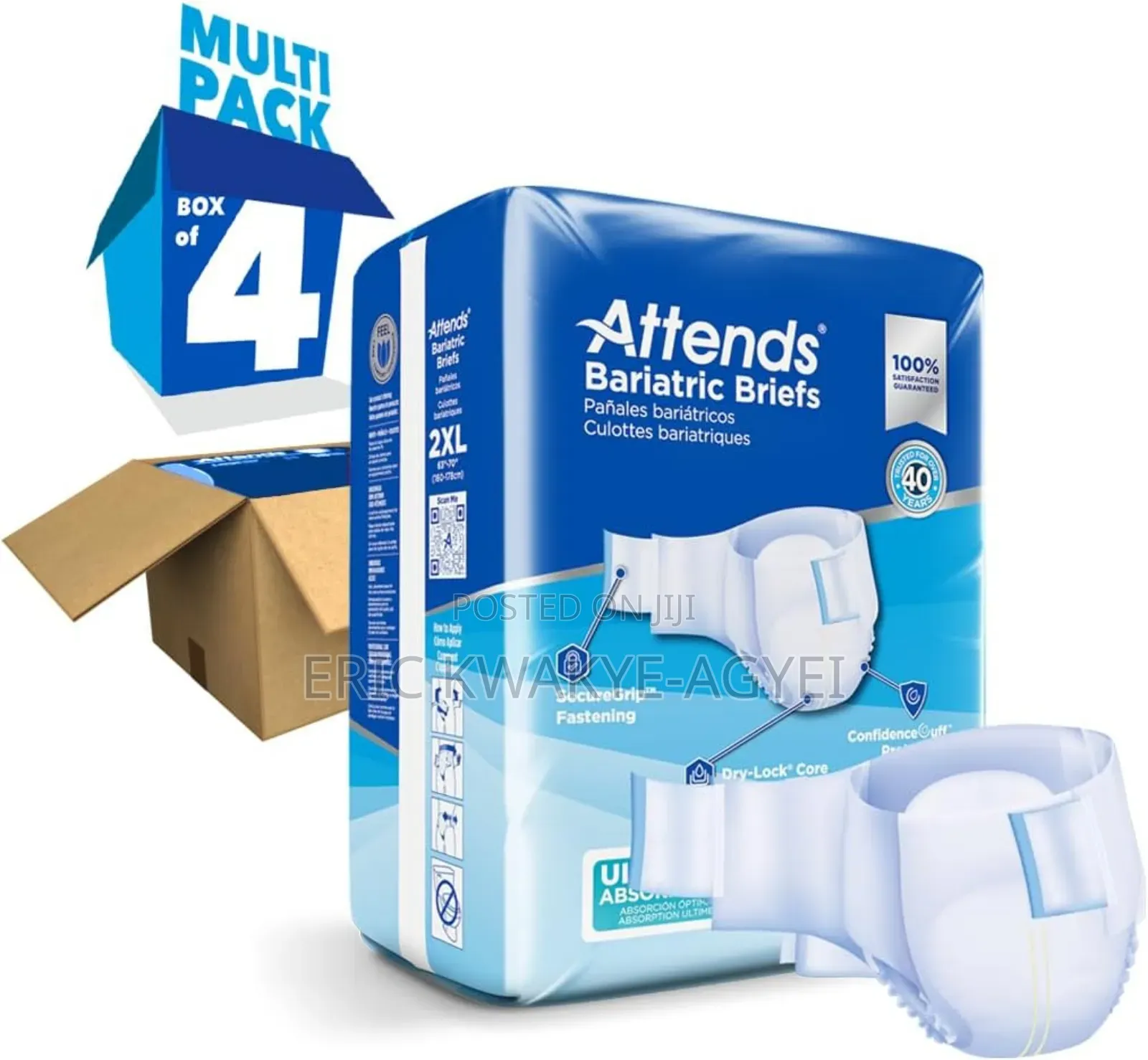 Attends Bariatric Briefs With Advanced Dermadry, Xx-Large