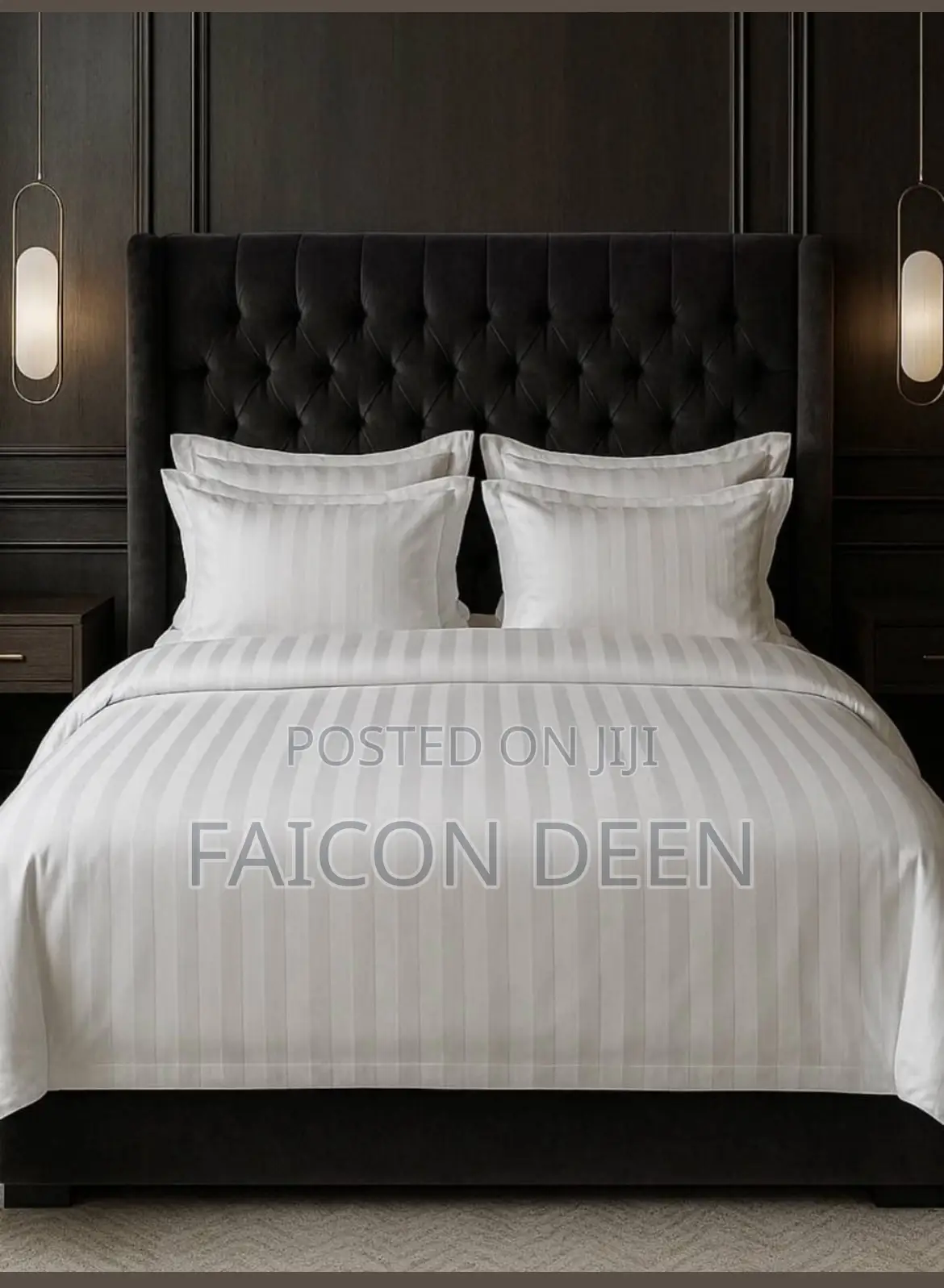 Premium White Bedding ( White Stripped Duvet Cover Only