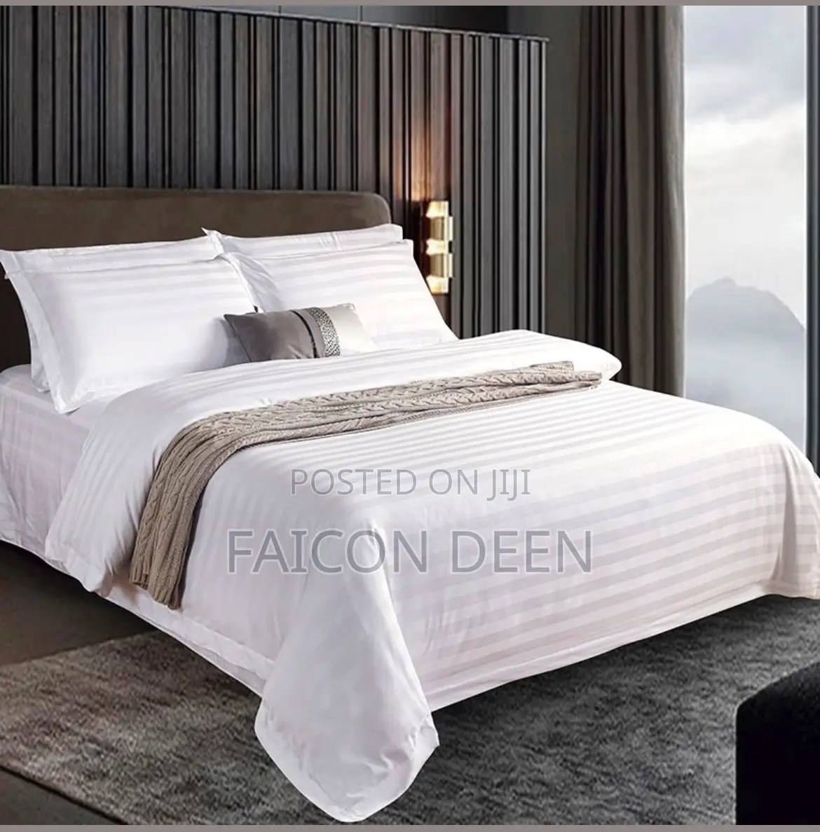 Easy Care Cotton White Stripped Duvet Cover Only ;Good For Hotels