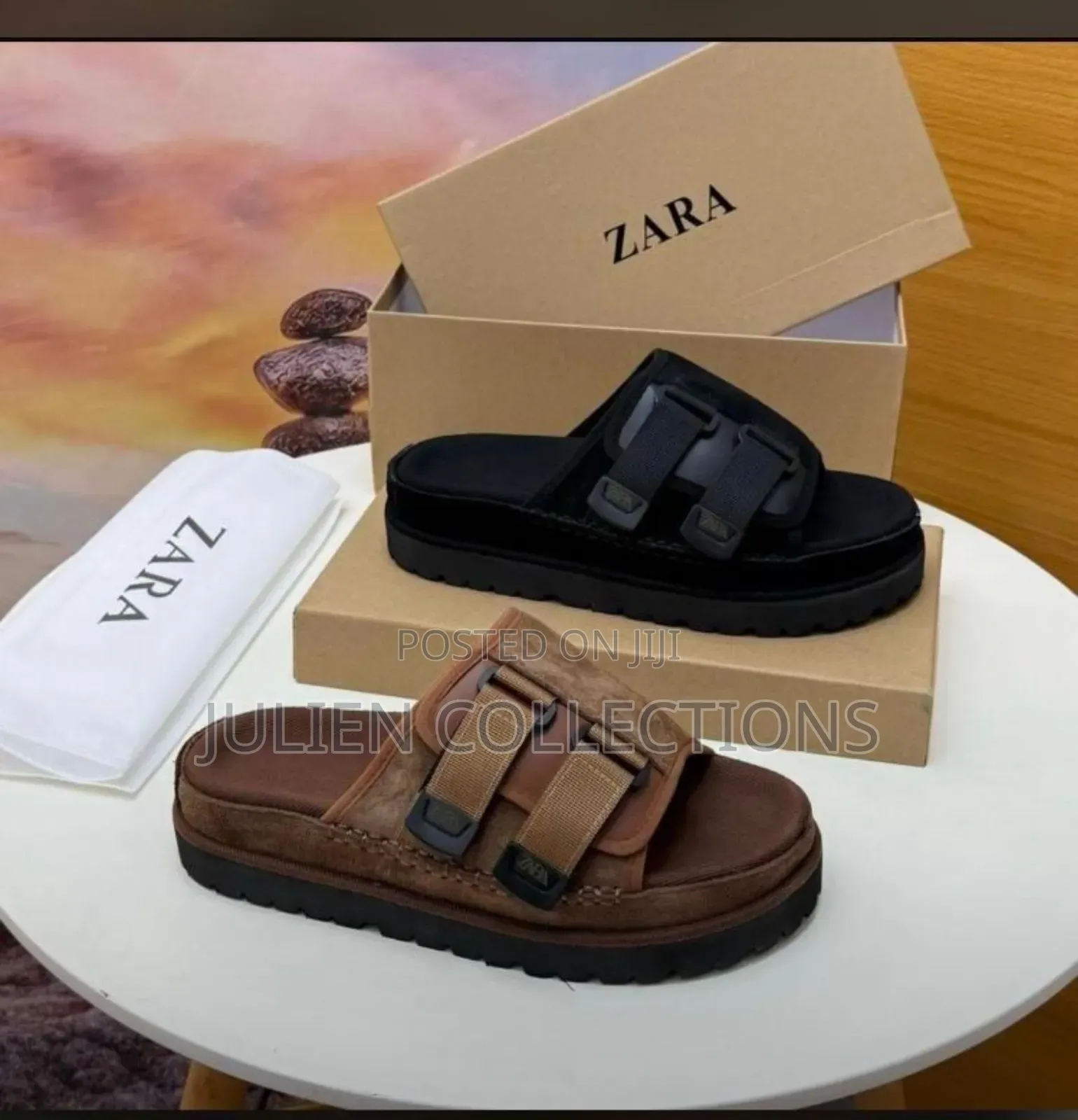 Zara Slide Big Sole Black Brown