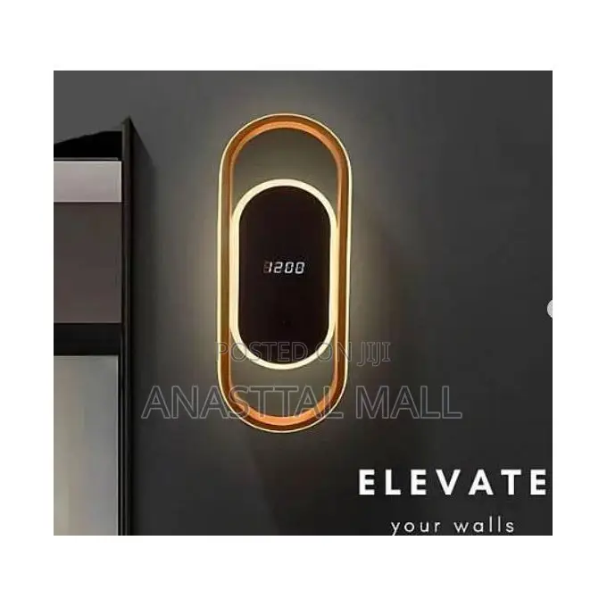 Led Digital Wall Clock Light - Gold/Black