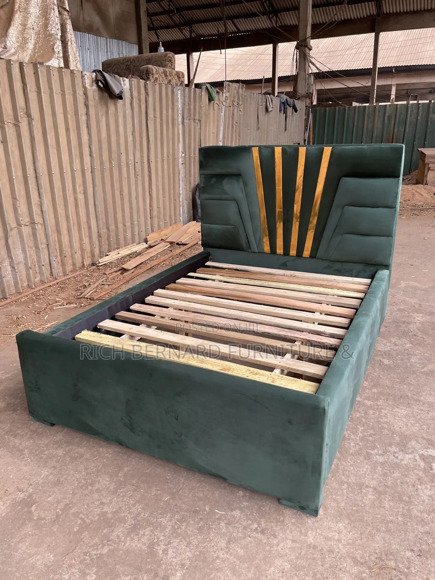 Luxury Green Velvet Double Bed Frame
