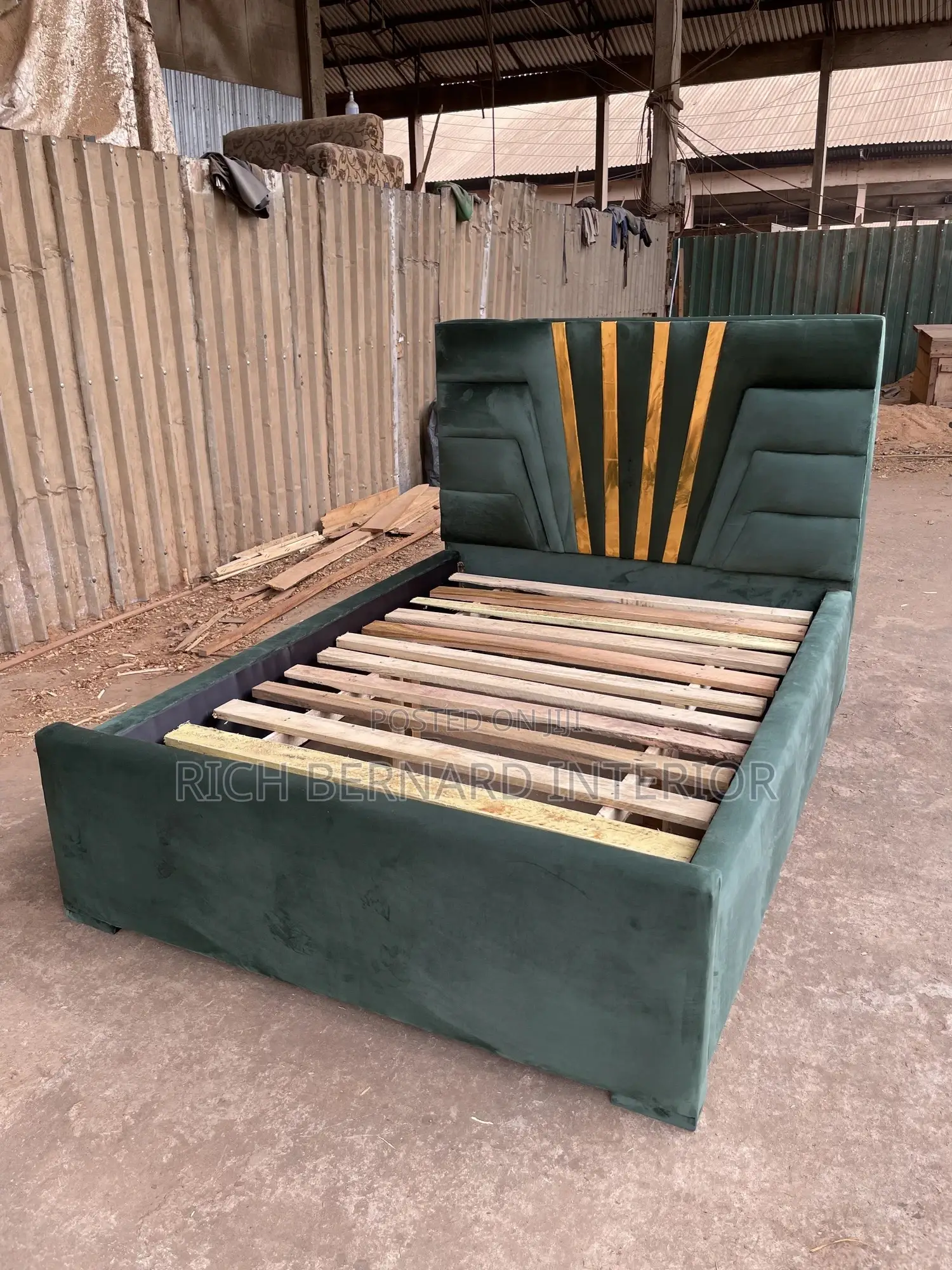 Luxury Green Velvet Double Bed Frame