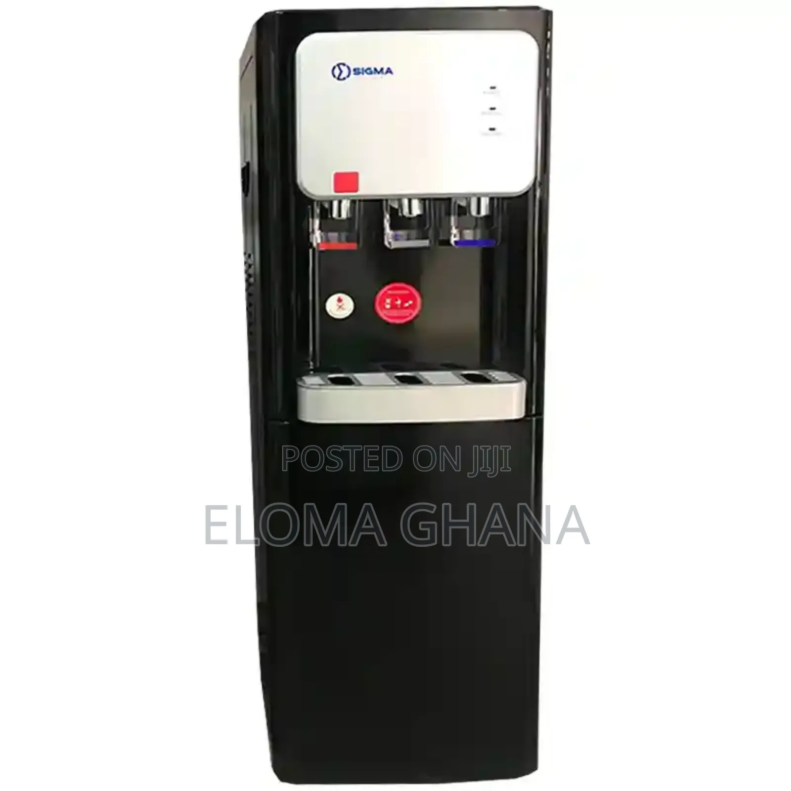 A Sigma Black Finish Floor-Standing Water Dispenser.