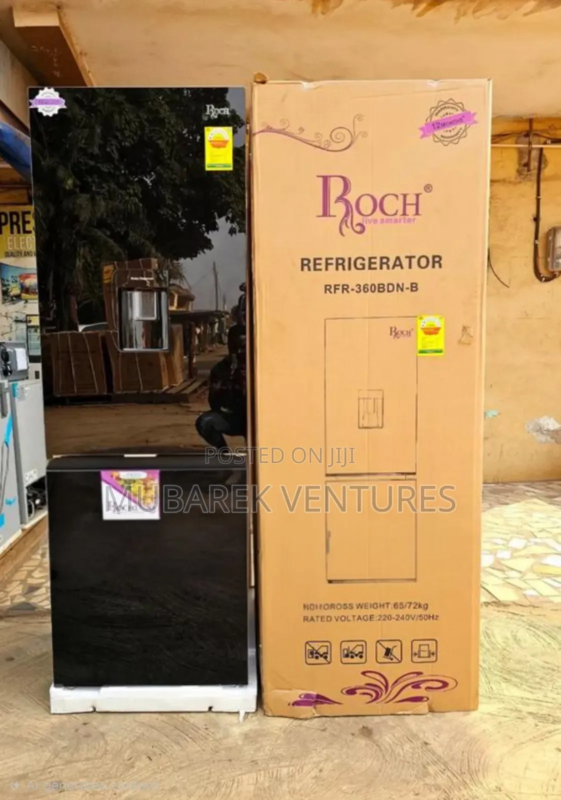 Roch 309l Mirror Door Bottom Freezer Fridge