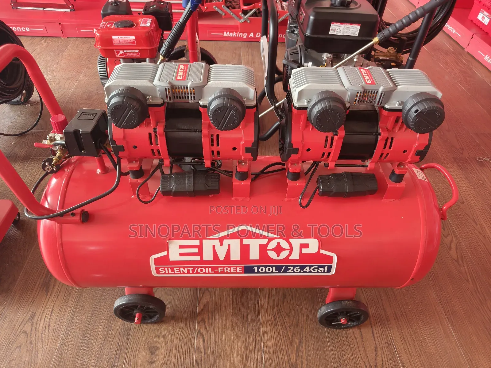100l 3.2hp Air Compressor Double Motor Copper Wire Heavy Duty Emtop