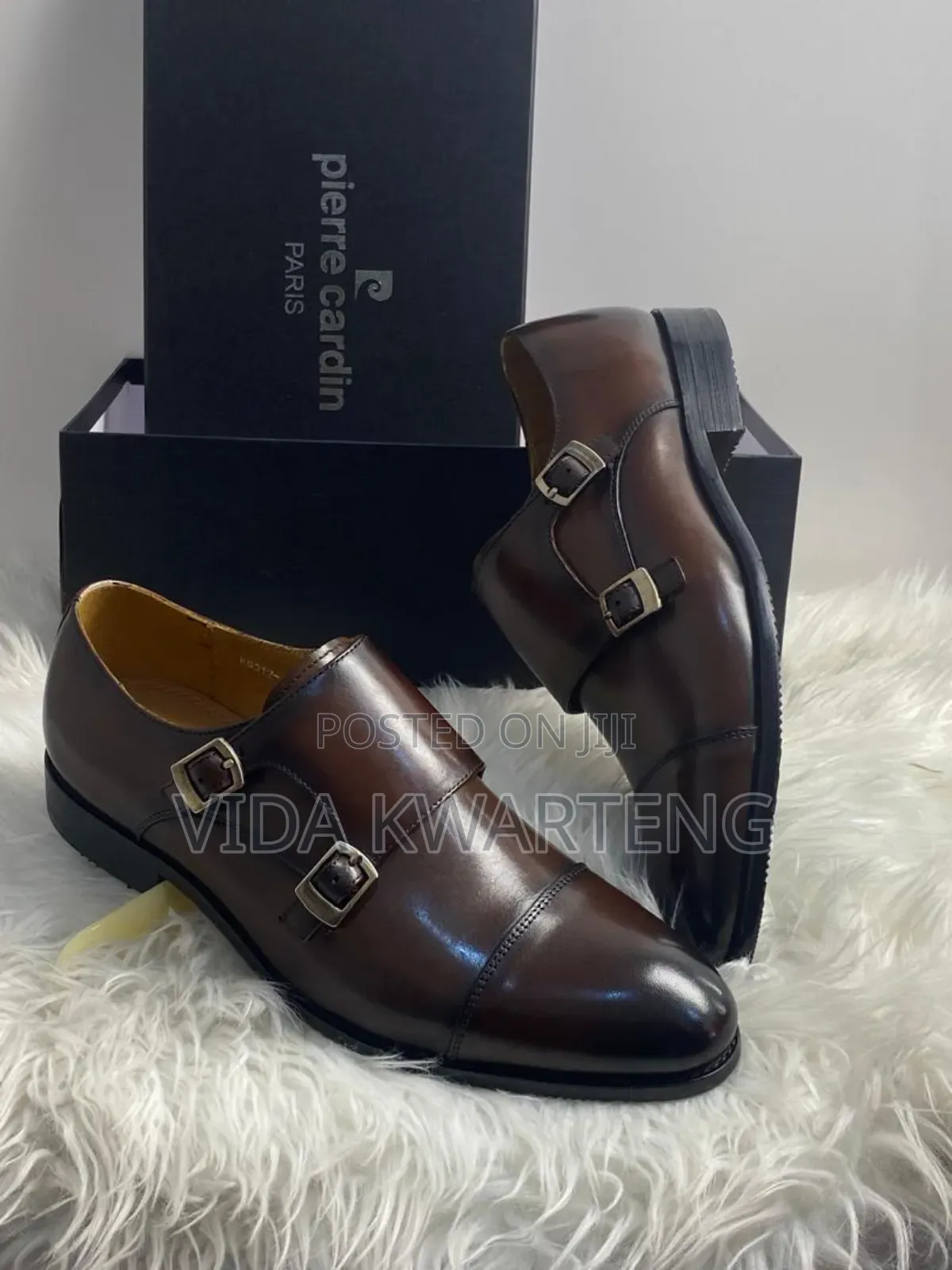 Executivepierre Cardin Coffee Brown Leather Double Monk Shoe