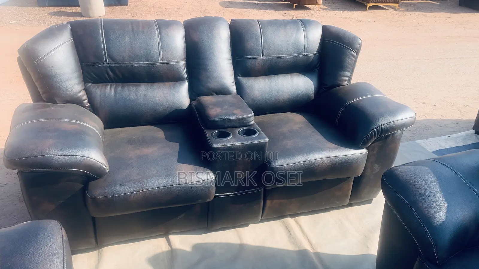 Royal Seven Seater Leather Set, With a Storage and Cup Holder