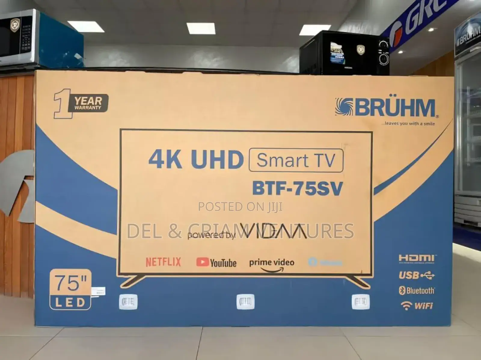 Bruhm 75" Smart Led Tv| Uhd | Voice-Control| Bluetooth| Ultra Slim