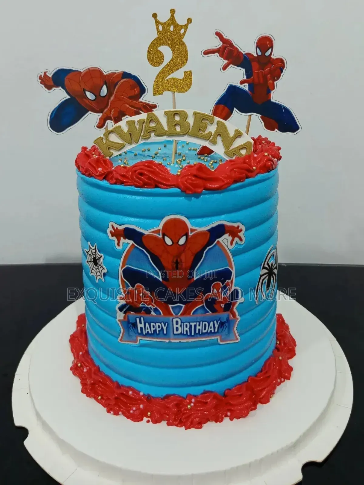 Red and Blue Spiderman Character Cake for Kids