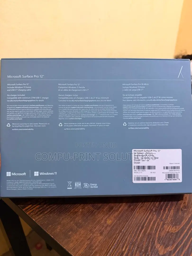 New Laptop Microsoft Surface Pro Copilot+ PC 12 16GB SSD 512GB