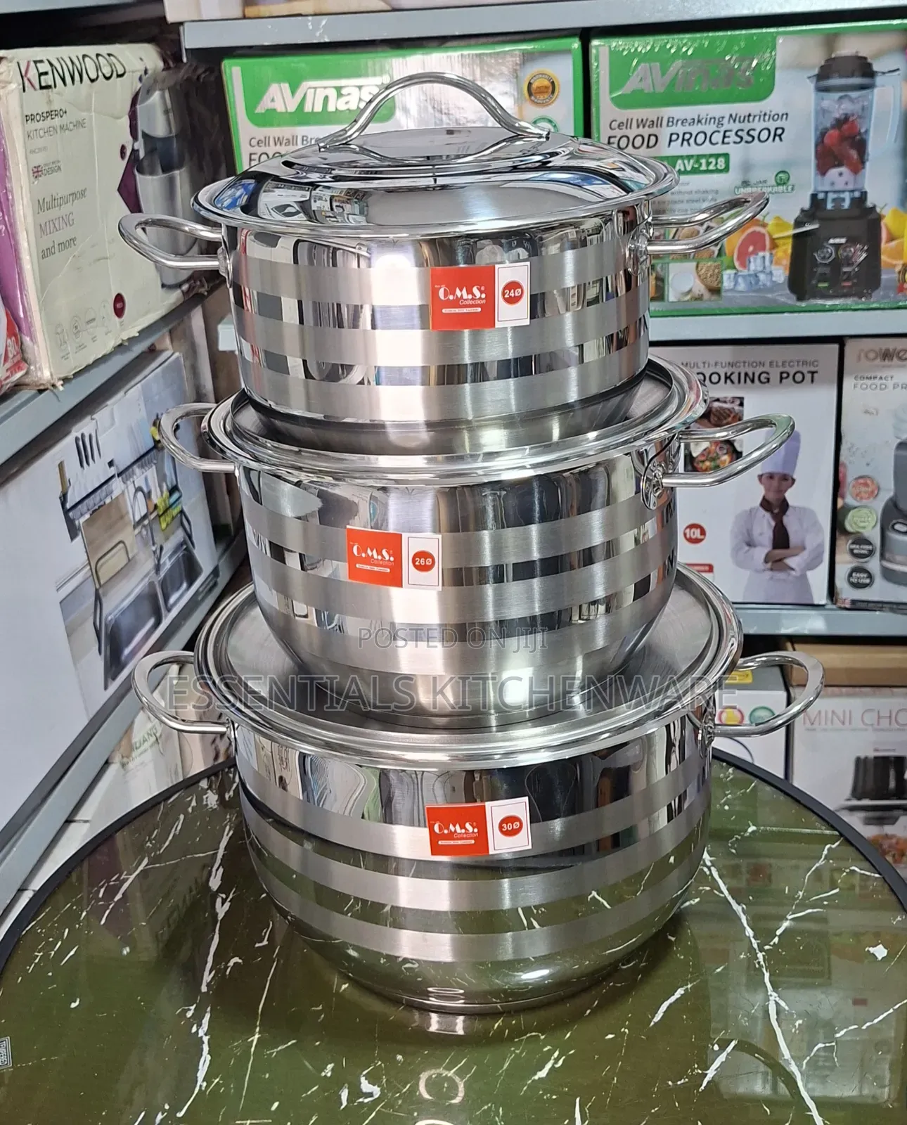 O.M.S 3pcs Stainless Steel Stockpot Set