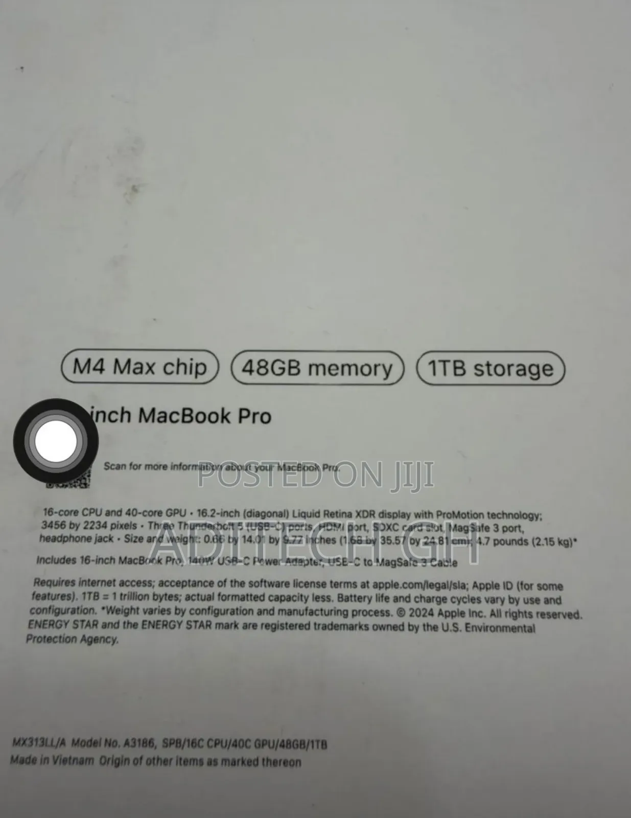 New Apple MacBook Pro 2024 M4 Max 16-inch 48GB Apple M4 Max SSD 1T