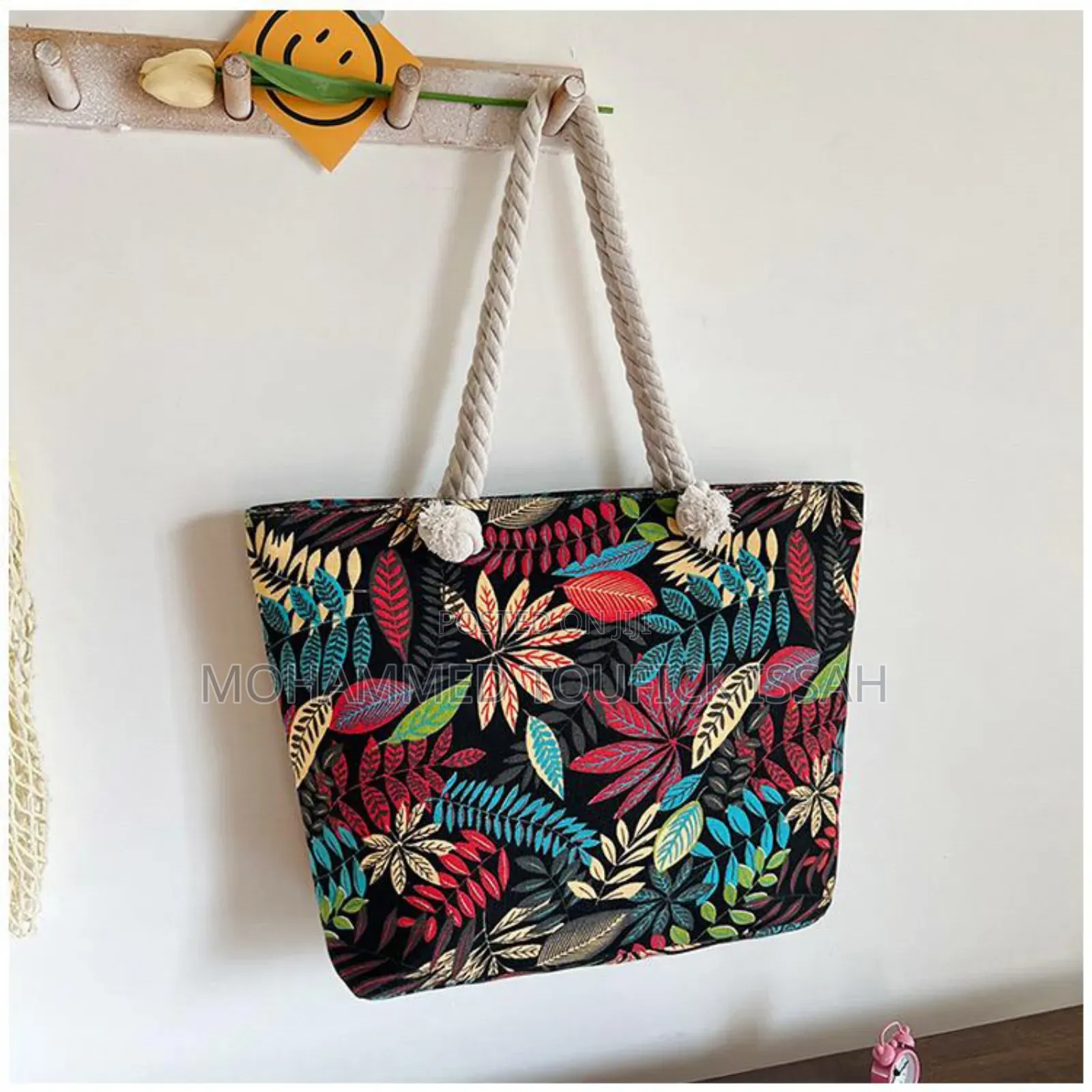 Large Capacity Canvas Women's Shoulder Bag Embroidered Tote Bag