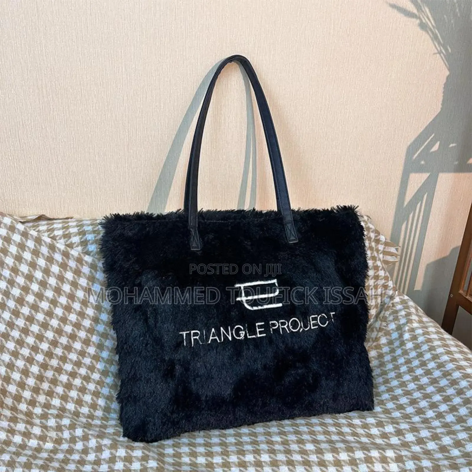 Fashion Handbag, Tote Bag, Pink Embroidered Plush Crossbody Large Bag