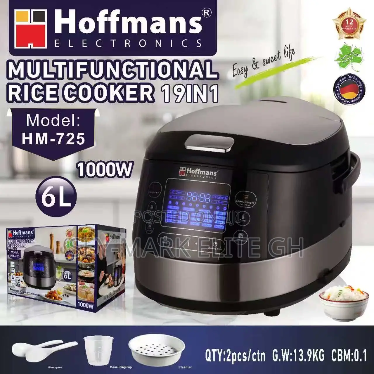 6l Hoffman Multifunctional Rice Cooker (19 In1)