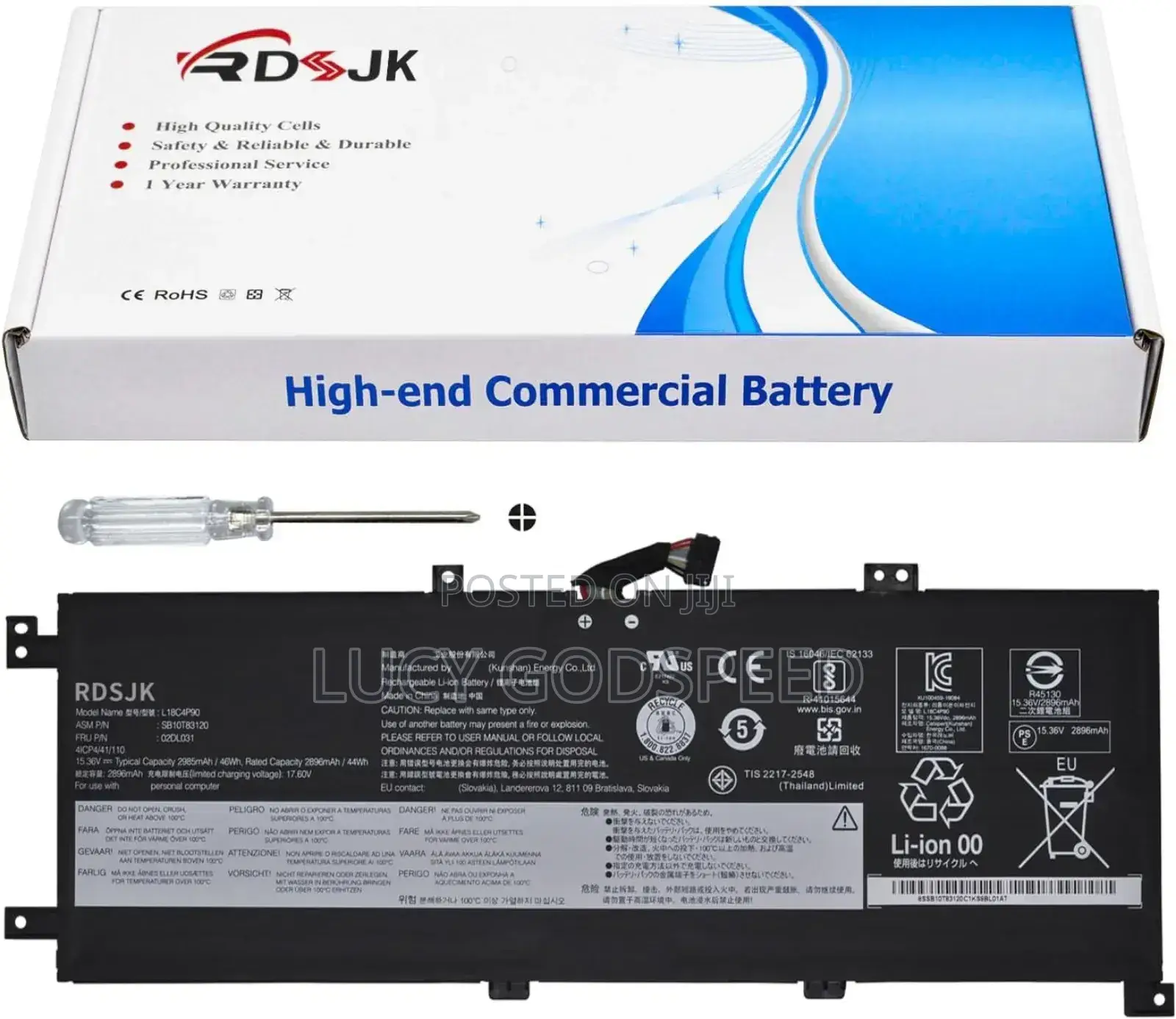 L18m4p90 Laptop Battery For Lenovo Thinkpad L13 Yoga 20r5, 20r6 Series