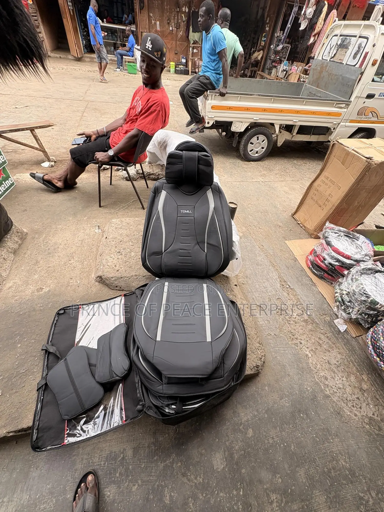 Only Front Leather Seat Covers Black With White Line Design