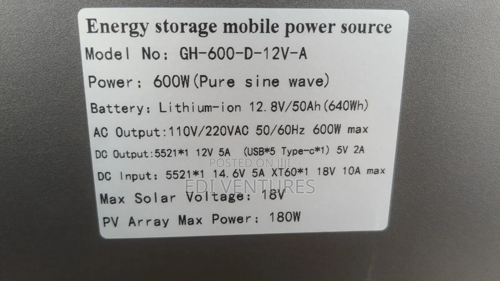 600 Watts Power House / Energy Storage