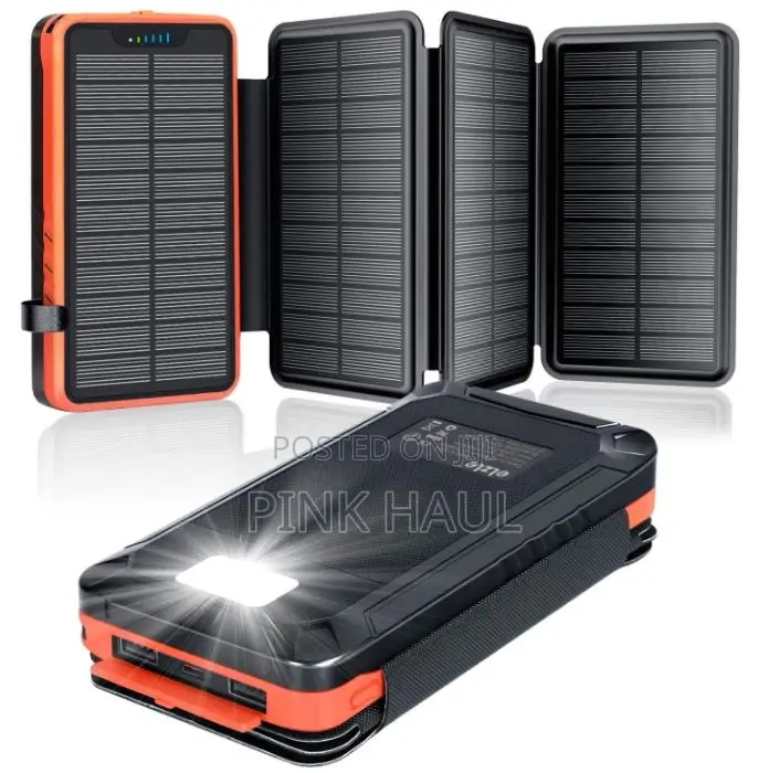 Solar + Electricity Charging Power Bank With Flashlight