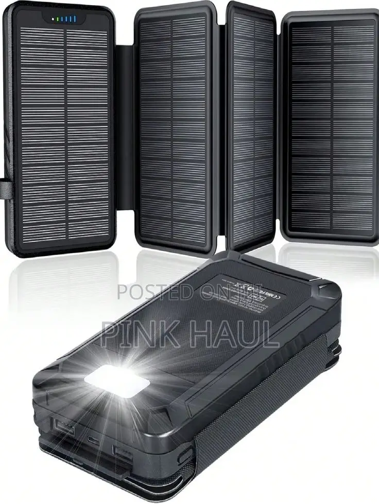 Solar + Electricity Charging Power Bank With Flashlight