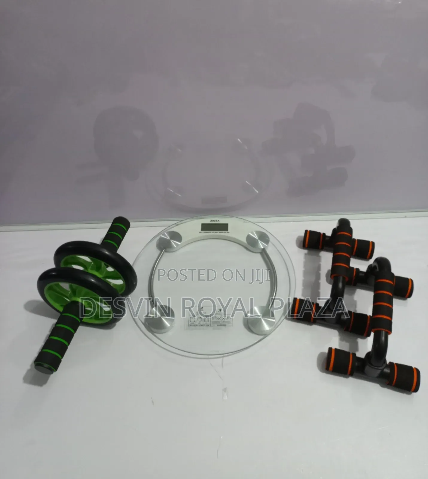 Push Up Bar + Digital Weighing Scale + Ab Wheel Roller