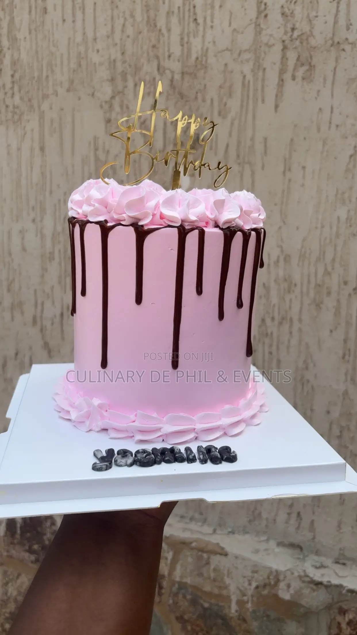 Pink Cake With Chocolate Drip