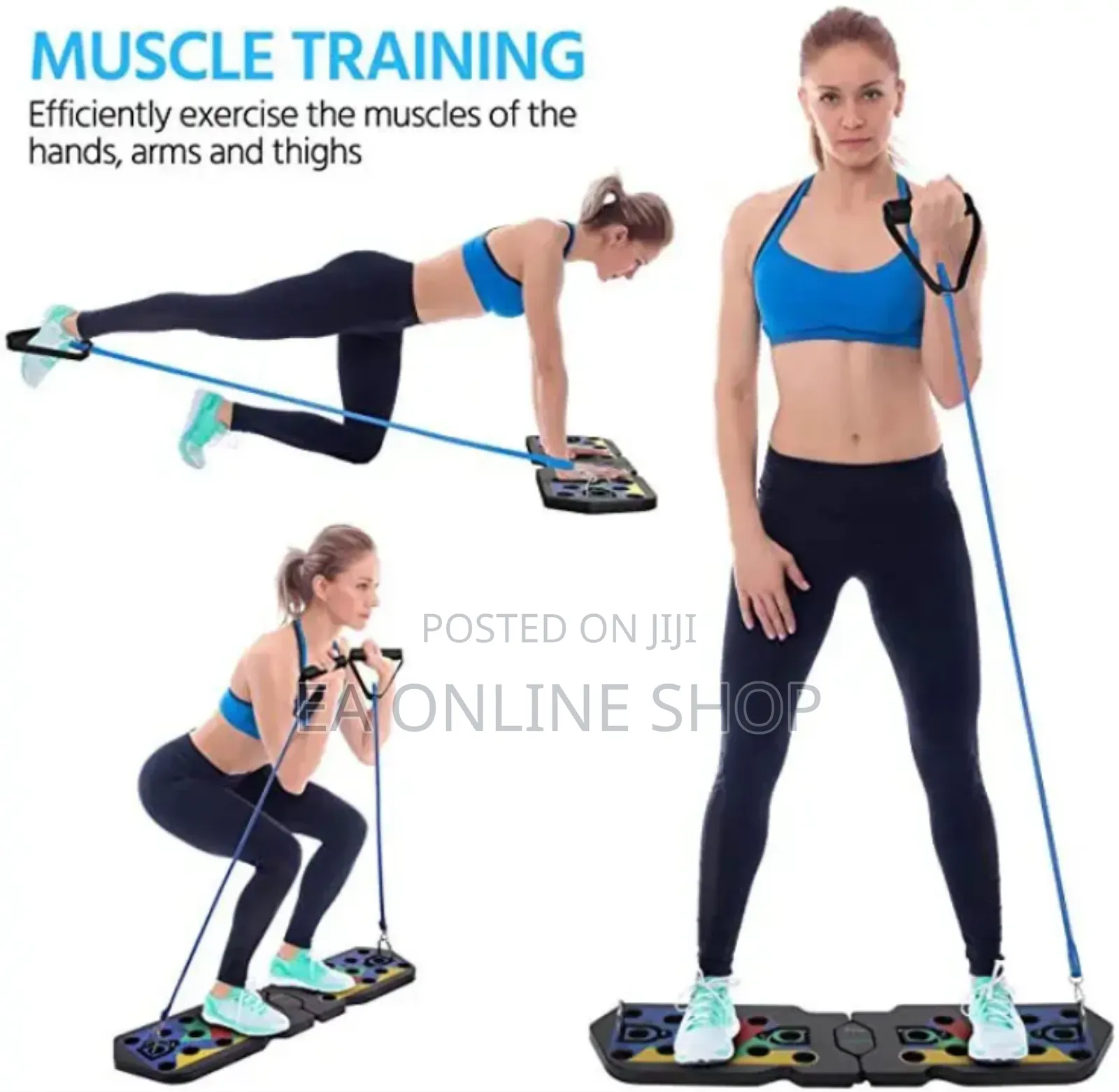 Multifunctional Exercise Foldable Press Push Up Board Resistant Band