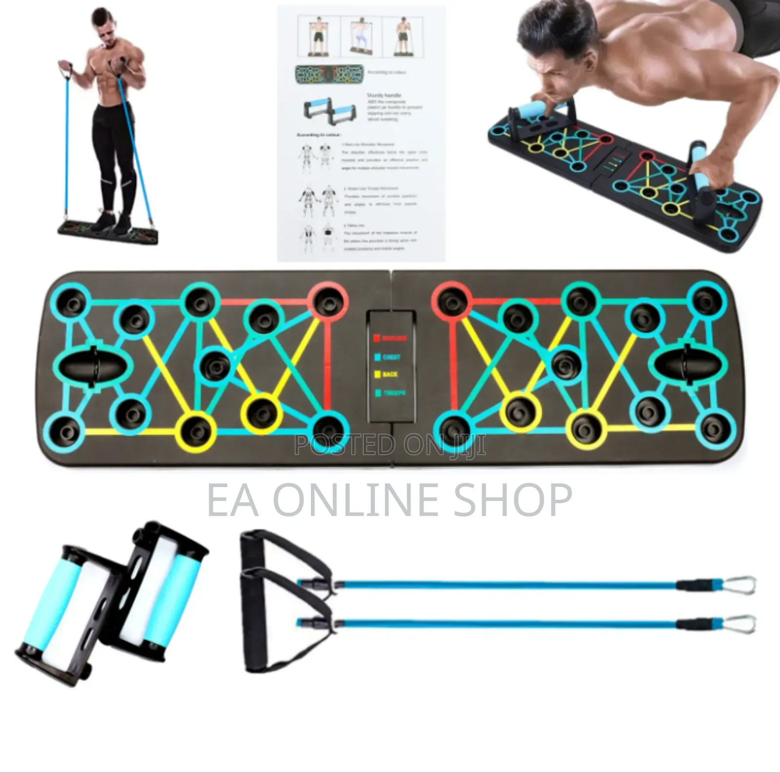 Multifunctional Exercise Foldable Press Push Up Board Resistant Band