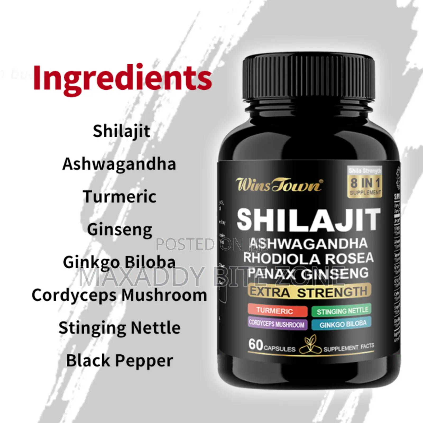 Shilajit Ashwagadhaka Rhodiola Rosea Panax Ginseng 60 Cap.