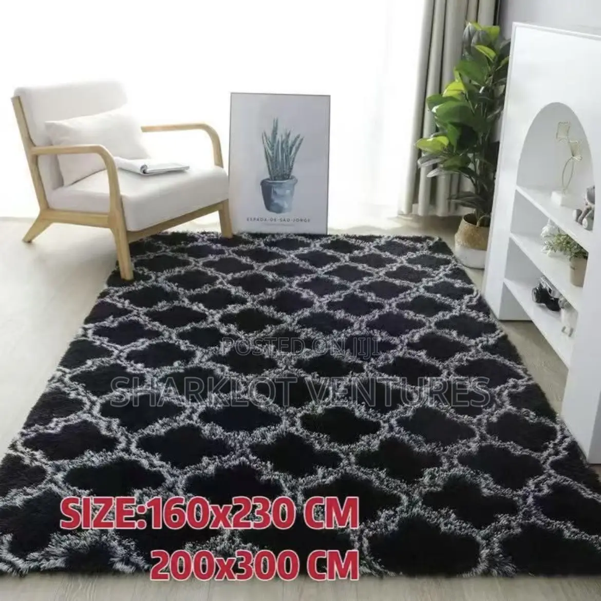 Light Weight Black White Fluffy Carpet
