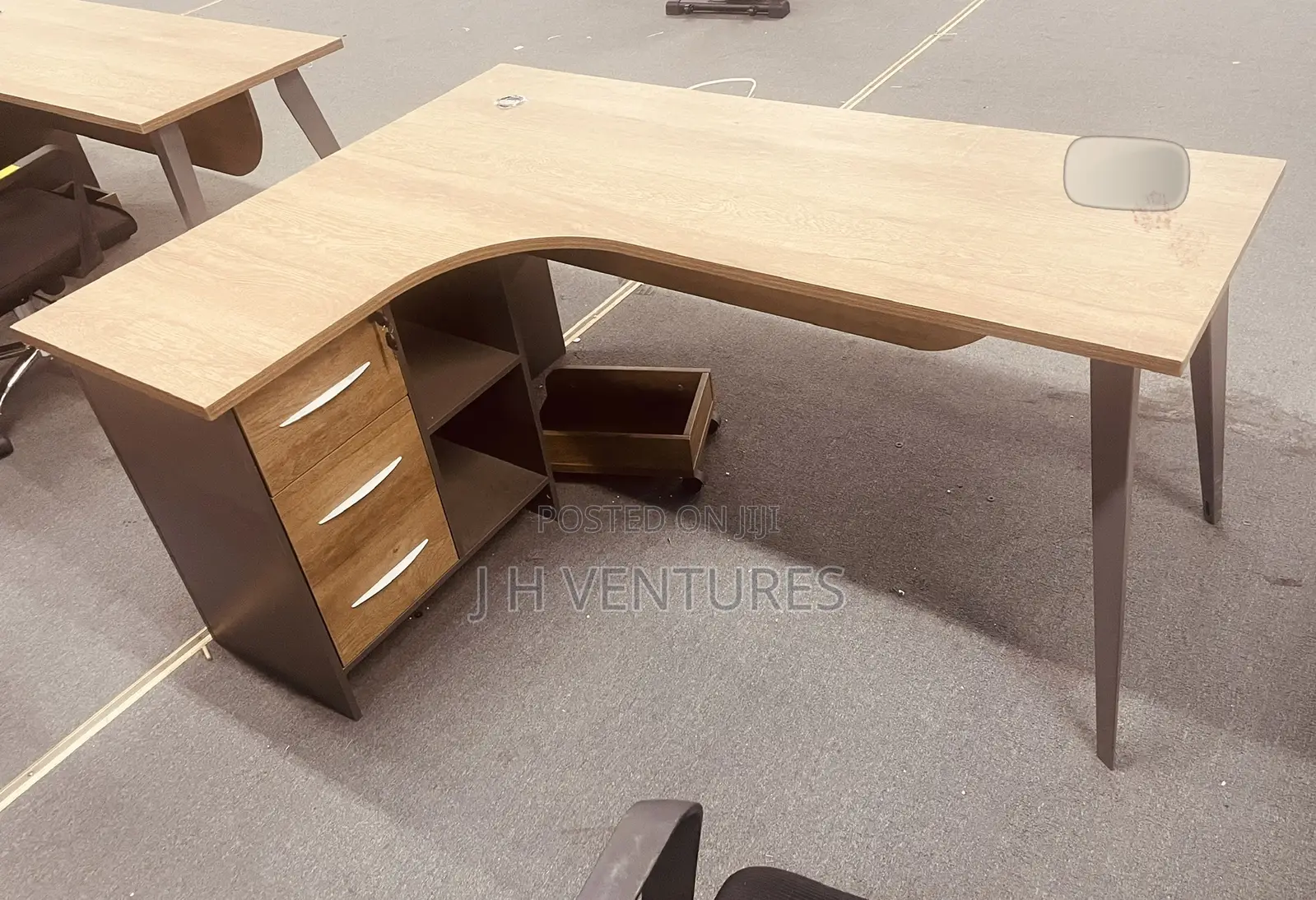Wooden L - Shaped Office Desk