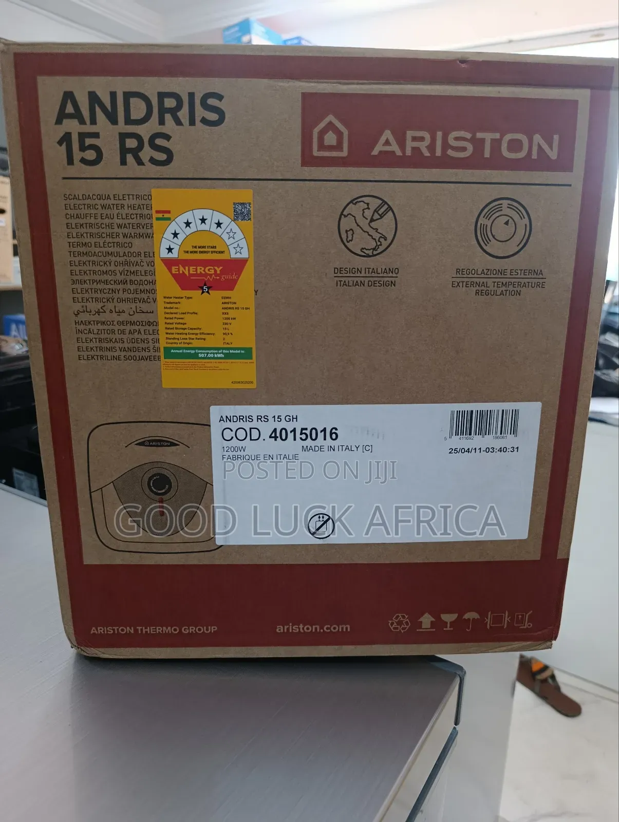 Ariston Andris 15ltr Water Heater Italy