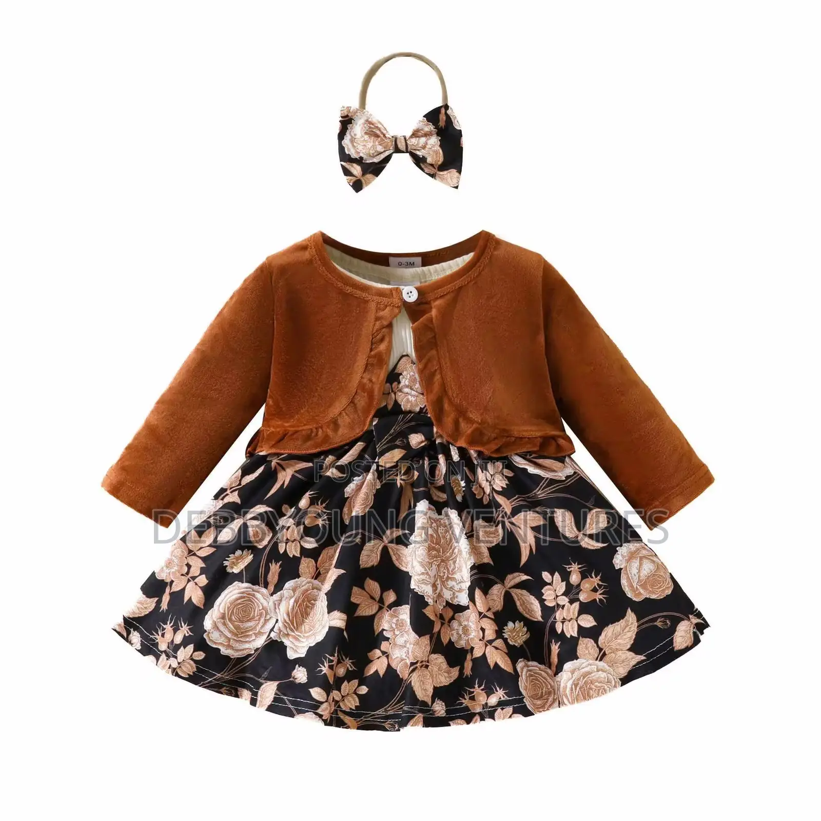 New Born Baby Girl Dress With Ruffled Coat