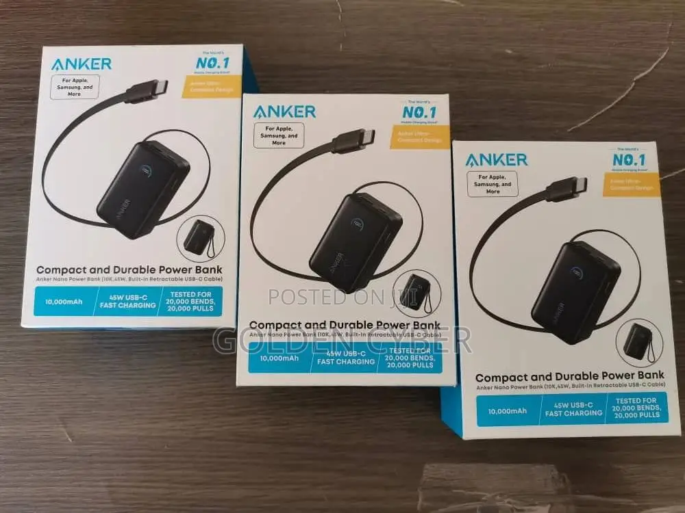 Anker Nano Power Bank (, 45w, Built-in Retractable Usb-C Cable)