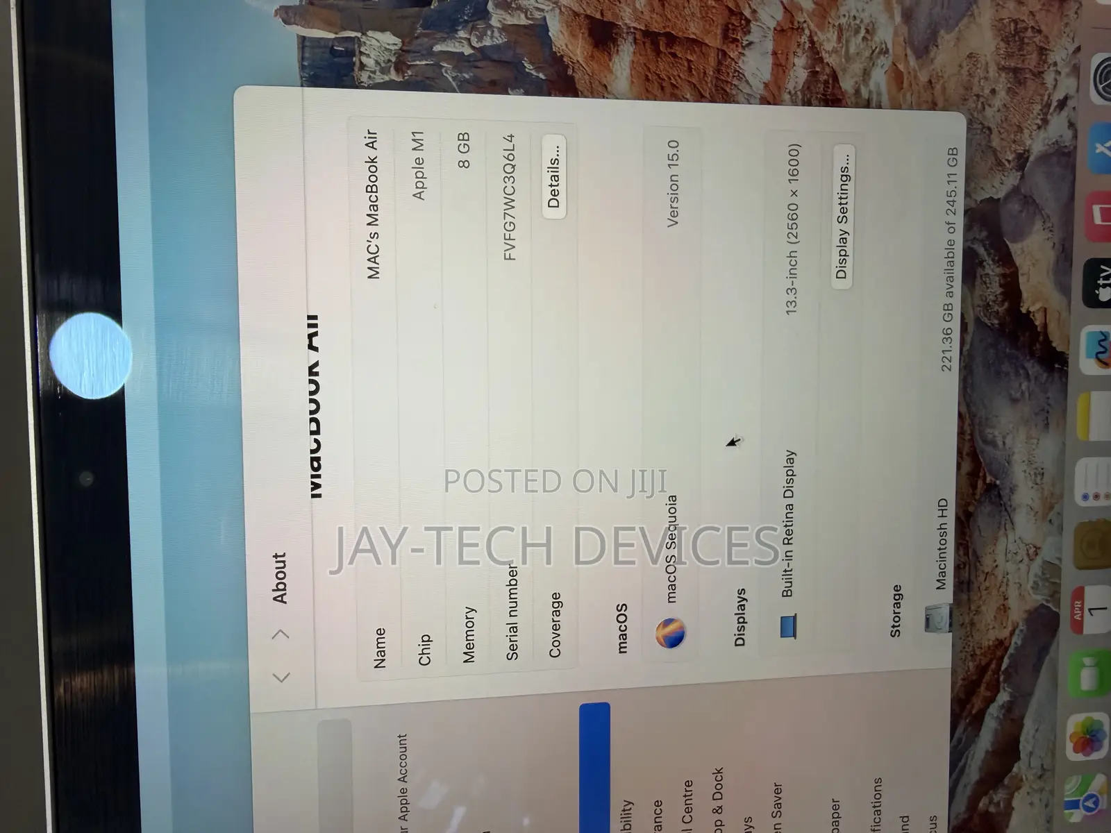 Laptop Apple MacBook Air 2020 M1 8GB Apple M1 SSD 256GB