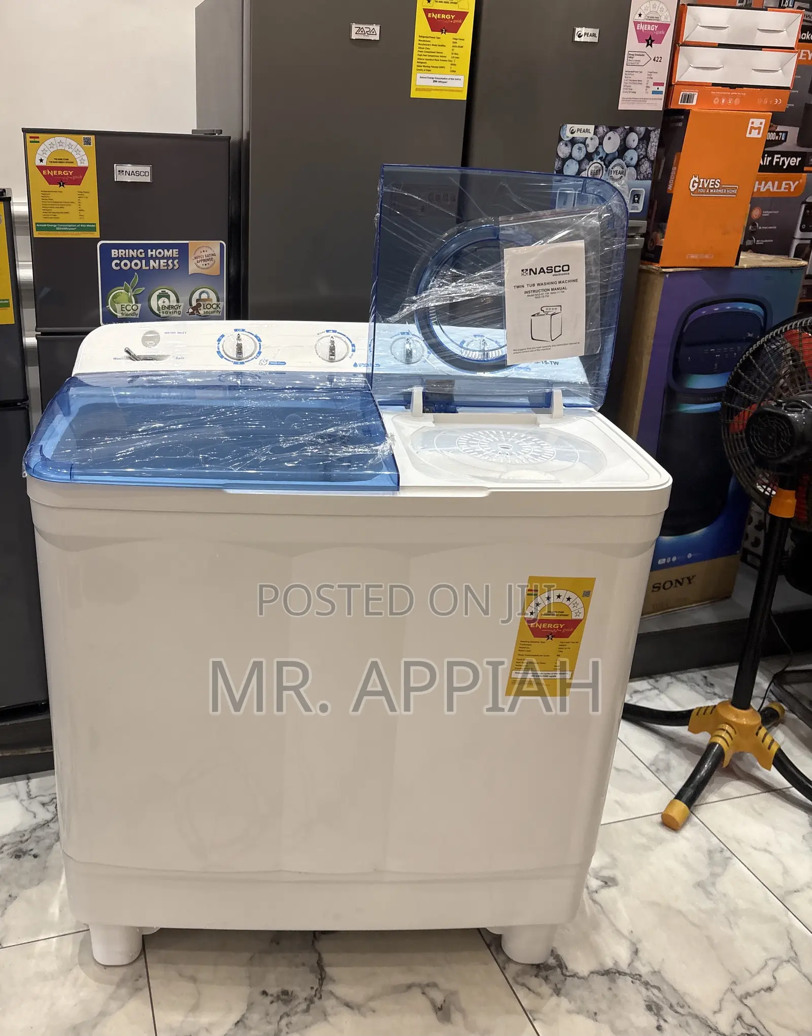 Effortless Cleaning Nasco 15kg Spin Dry Top Load Washing Machine.