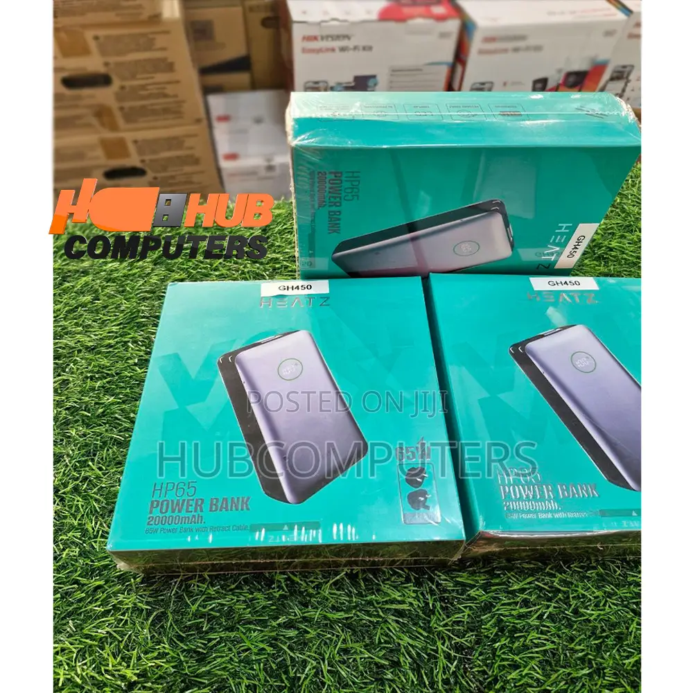 Heatz Hp65 Power Bank 20000mah 65w With Retract Cable