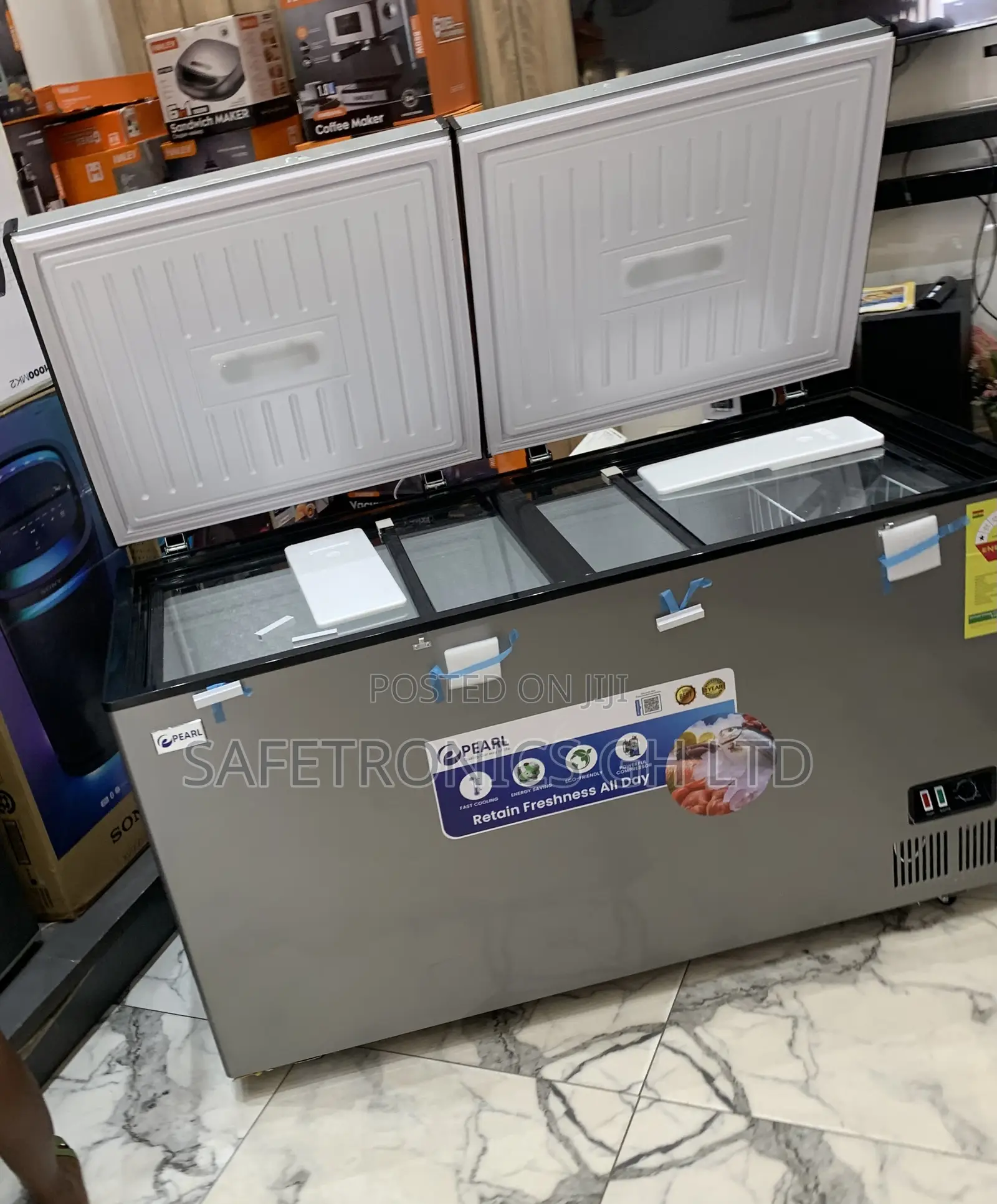 Try Adorable 2 Doors PCF-5310-6f 413l Slide Glass Pearl Freezer