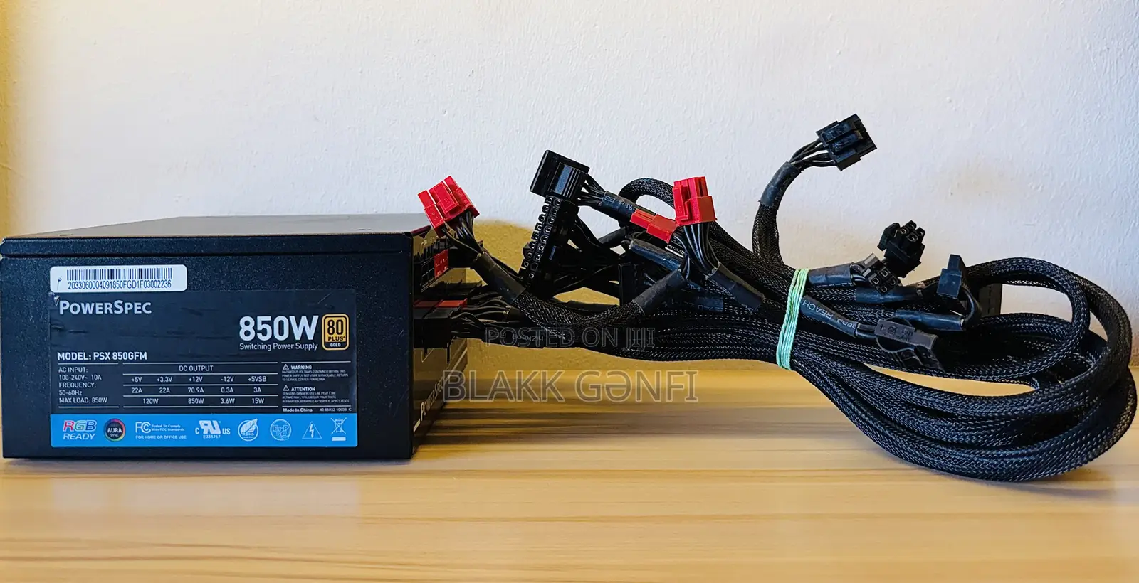 Powerspec 850w Fully Modular 80+ Gold RGB Power Supply