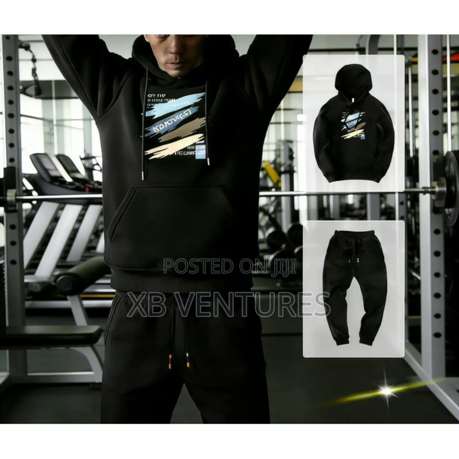 Hoodie With Patchwork Design, Long-Sleeved Suit Two-Piece Set